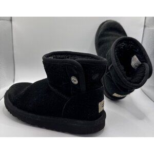 UGG Boots Jona Boot Black Suede Kids Size 1 Slip On Casual 1118890K